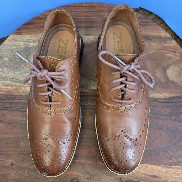 Cole Haan Zerogrand Wingtip Oxford British Tan Leather C29411 Men's 9M - Picture 6 of 12
